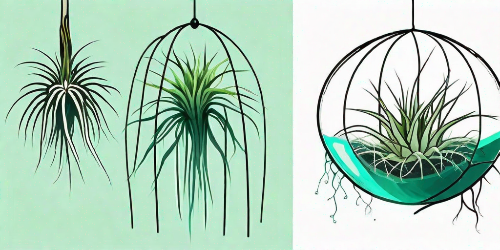 A few diverse air plants suspended in air
