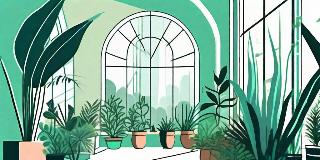 A lush indoor garden thriving by a large west-facing window