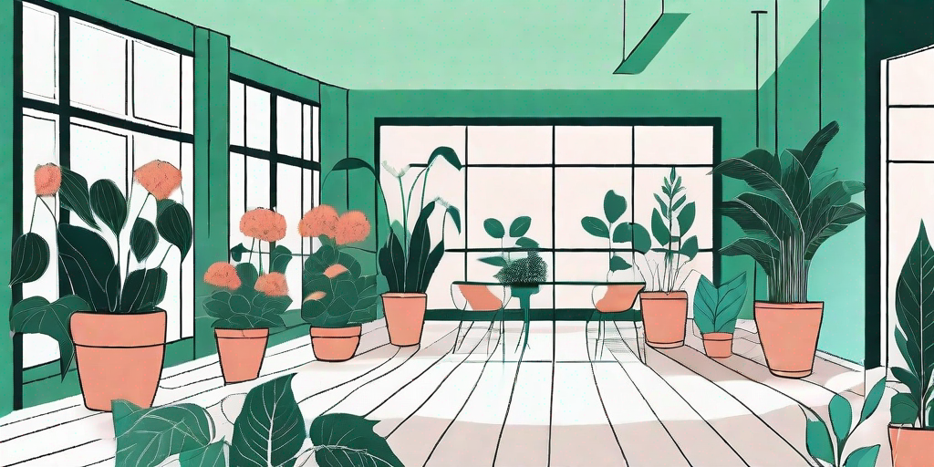 A cozy indoor setting with various types of flowering plants