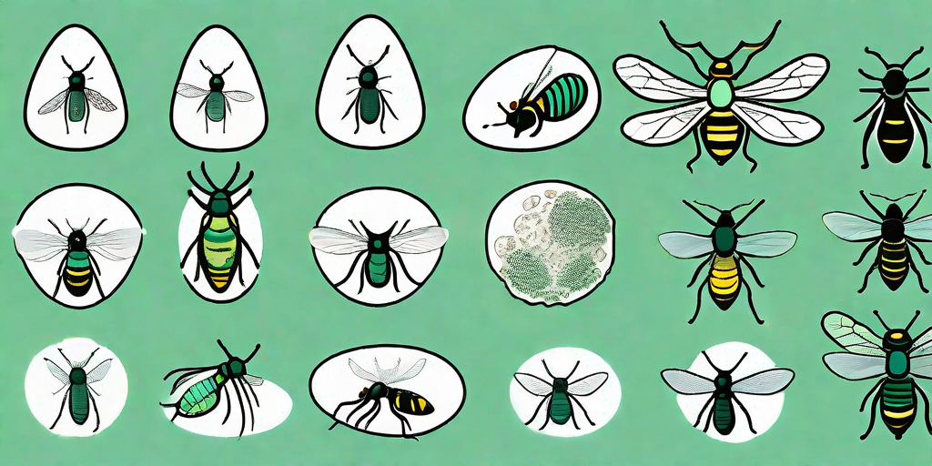 Various stages of a parasitic wasp's life cycle
