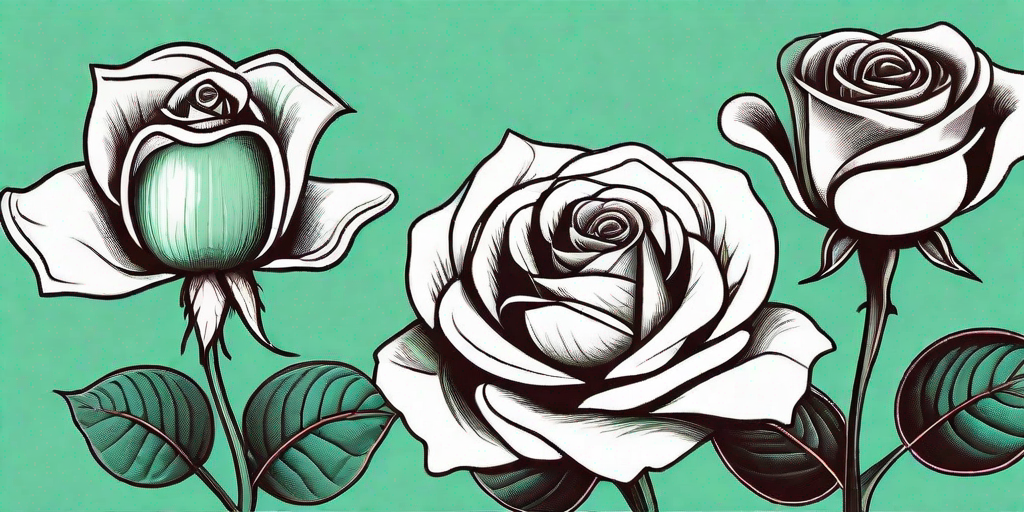 A sequence showing a rose seed transforming into a blooming rose