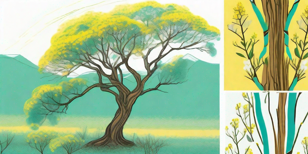 A vibrant acacia tree in a serene natural landscape