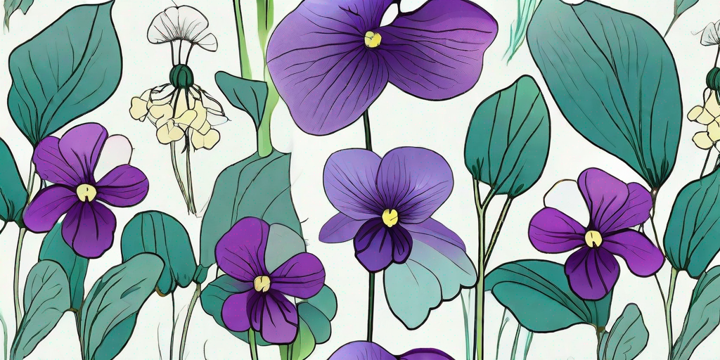 A vibrant and lush garden filled with various types of wild violets