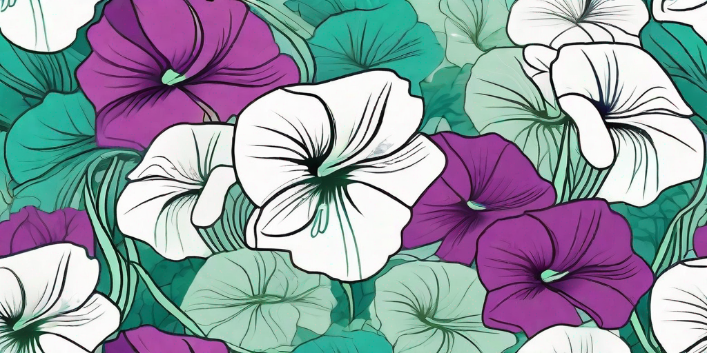 A vibrant garden flourishing with colorful wave petunias