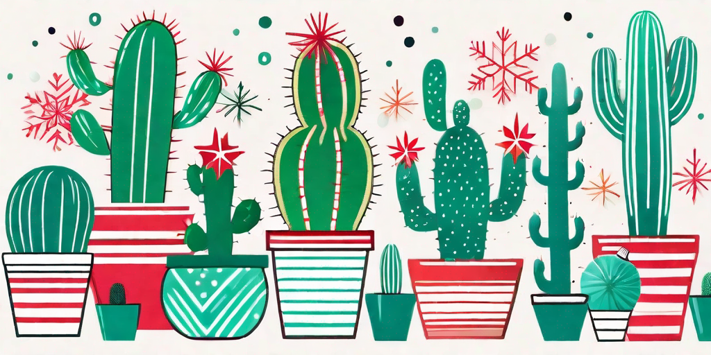 Various types of vibrant and festive christmas cacti