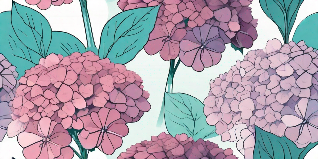 A lush garden filled with blooming hydrangeas in various shades of pink