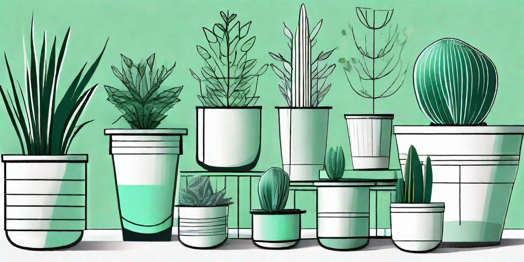 A variety of nursery plant pots in different shapes