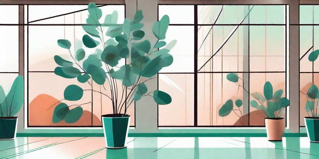 A vibrant eucalyptus plant in a stylish indoor setting