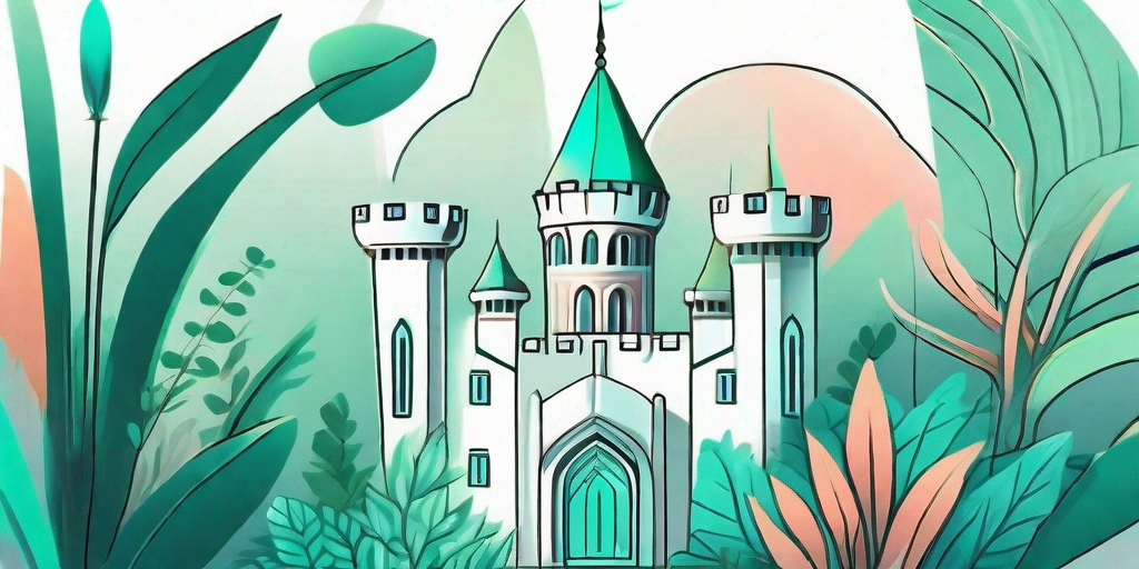 A majestic castle nestled amidst lush greenery