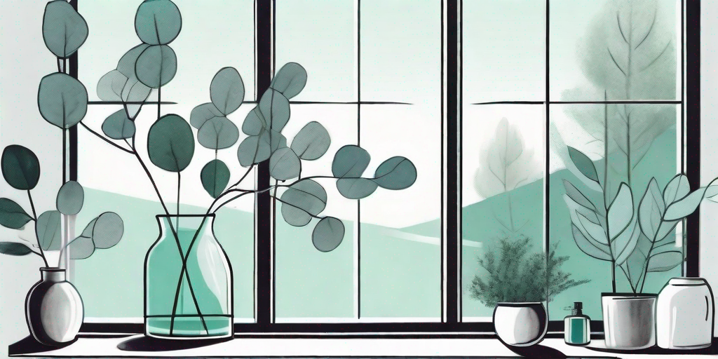 A serene home environment with eucalyptus branches in a vase