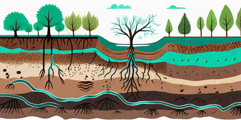 Different layers of soil with water trickling down