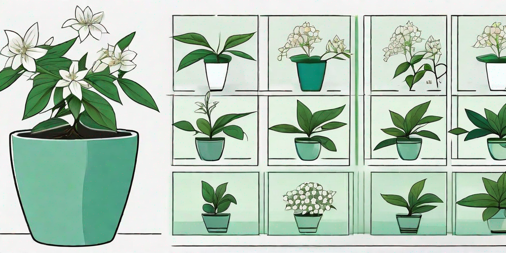 A jasmine plant in various stages of propagation