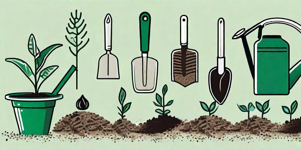 Various gardening tools such as a trowel