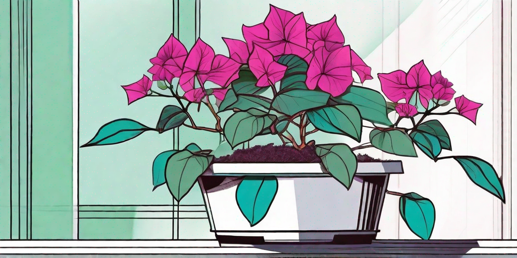 A vibrant bougainvillea plant in a pot