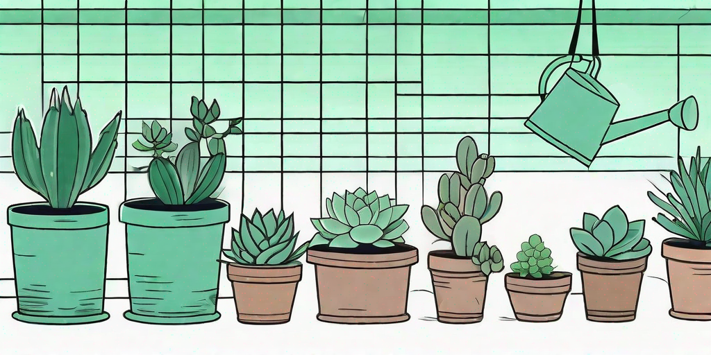 A variety of succulent plants in different stages of revival