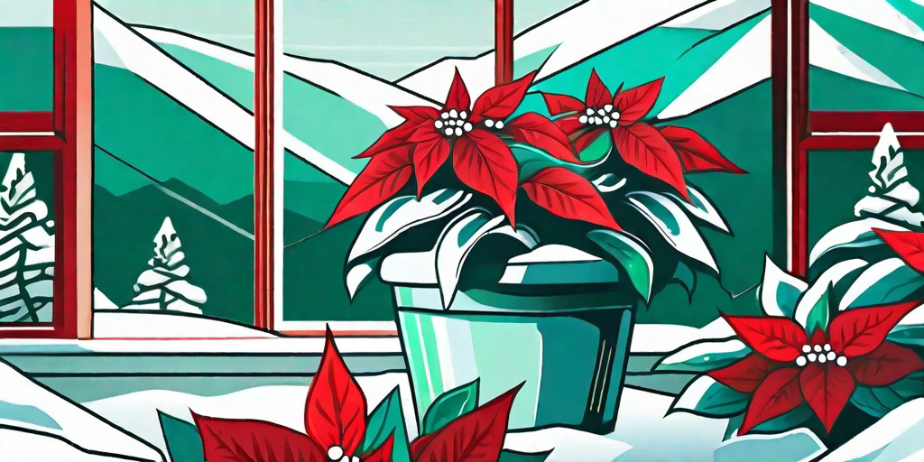 A vibrant red poinsettia plant in a pot