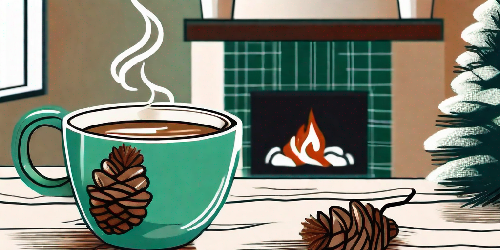 A steaming mug of winter sweet beverage on a cozy