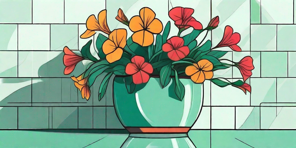 A vibrant wallflower plant in a stylish pot