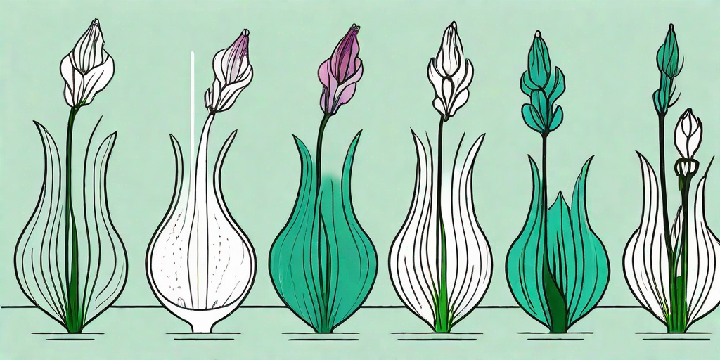 A timeline showing the stages of a gladiolus bulb's life