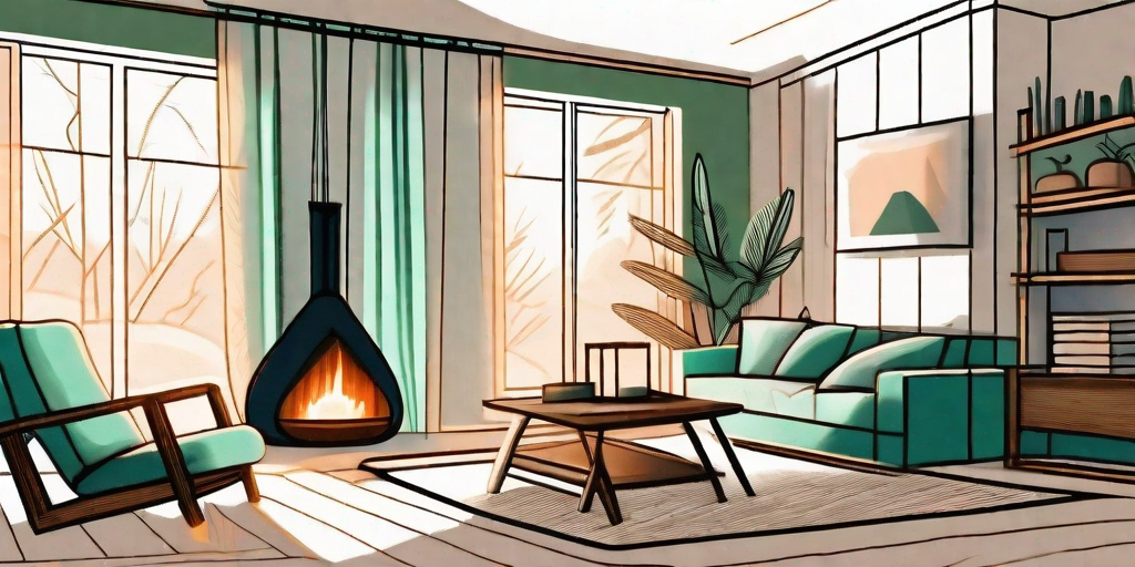 A cozy winter living room scene
