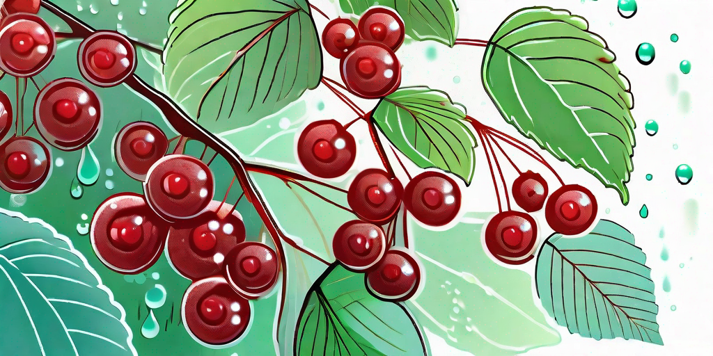 Lush highbush cranberry plants with ripe