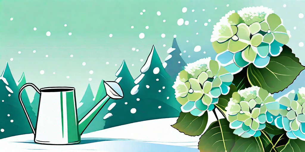Hydrangeas in a snowy winter landscape