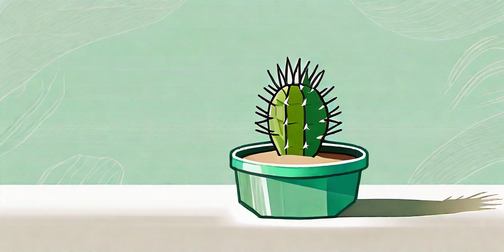A prickly pear cactus in a small pot