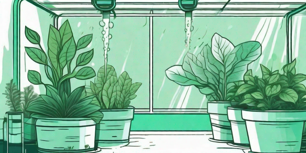 Various houseplants thriving in a hydroponic system