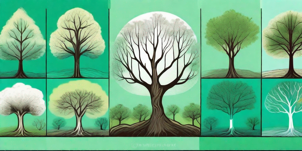 A variety of trees in different states of health
