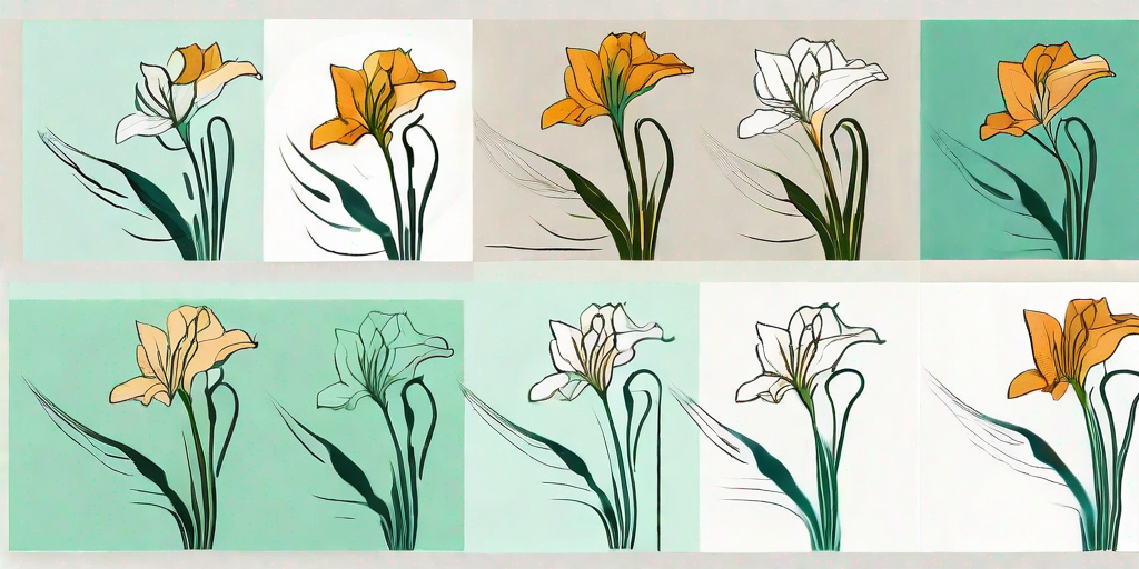 A sequence showing a daylily seed transforming into a beautiful blooming flower