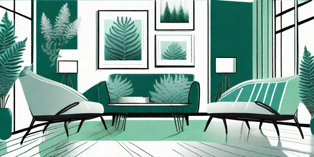 A stylish living room adorned with frosted ferns