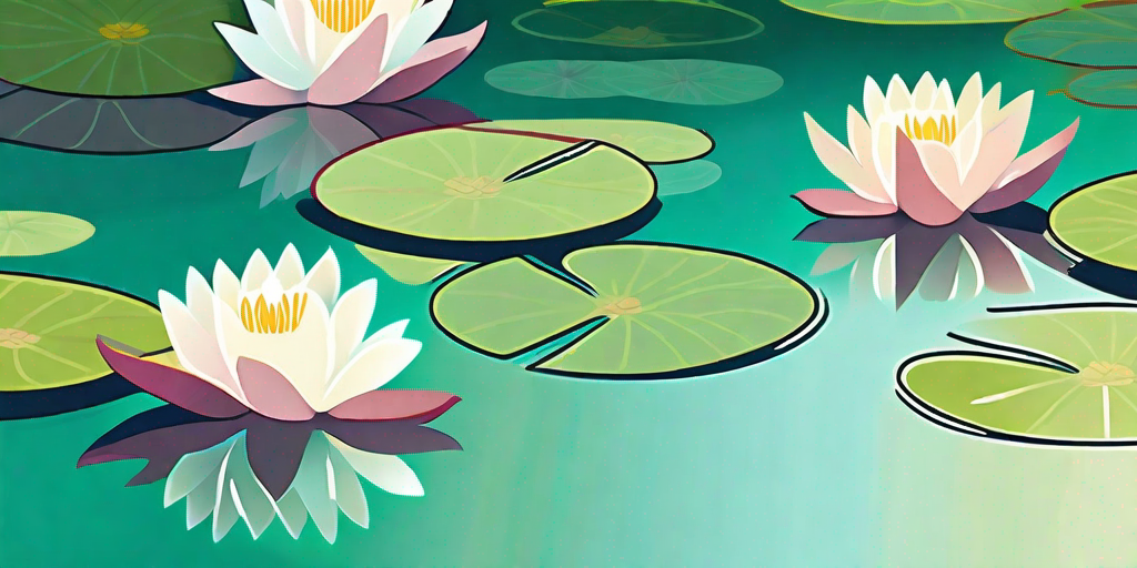 A serene pond filled with vibrant and enchanting water lilies
