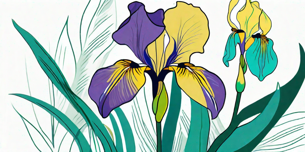 A vibrant german iris in full bloom