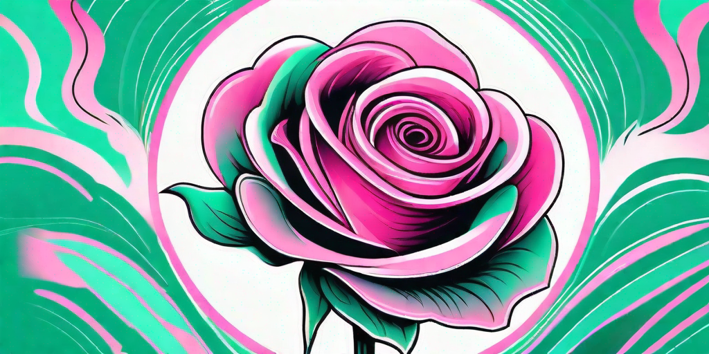 A vibrant pink rose with a mysterious aura or glow