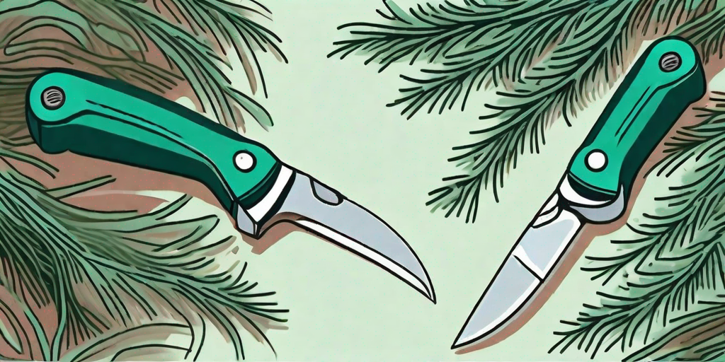 A pair of pruning shears cutting through an overgrown leyland cypress tree