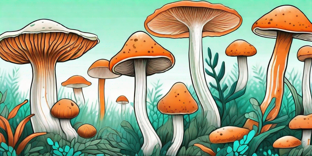 A vibrant and detailed landscape of the fungi kingdom