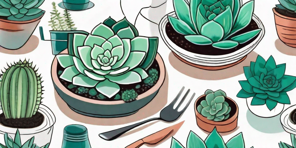A variety of succulents arranged on a stylish kitchen table