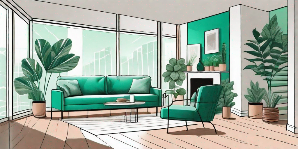 A well-lit living room with modern decor
