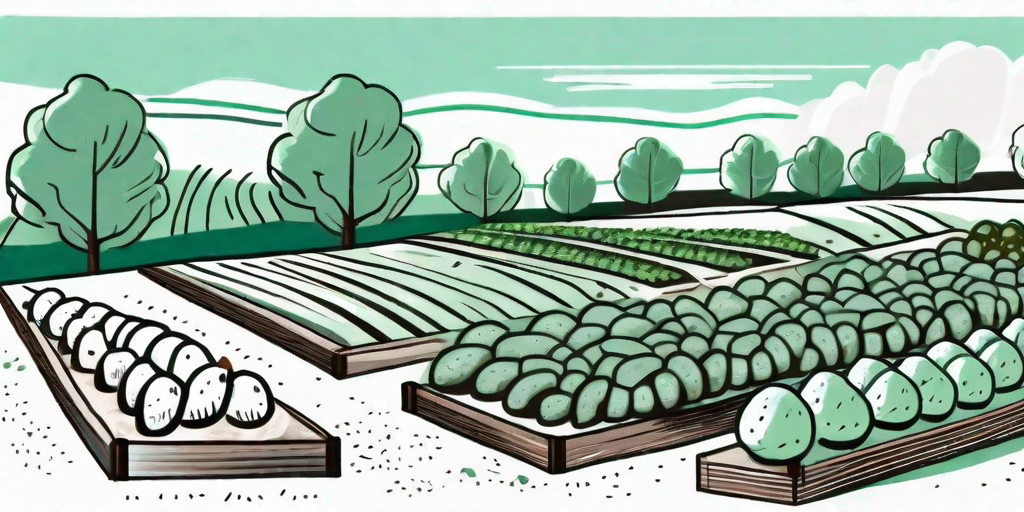 A garden bed with freshly planted potatoes