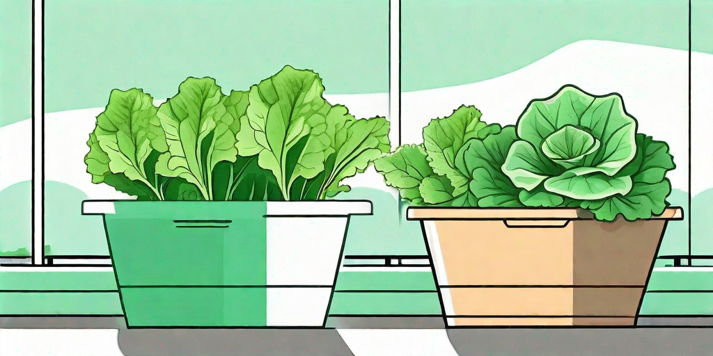 Various types of lettuce thriving in different sized containers