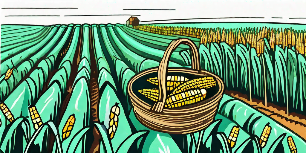 A vibrant cornfield with ripe corns on stalks