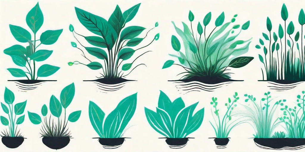 Various plants in different stages of growth with visible roots absorbing nitrogen from the fertile soil