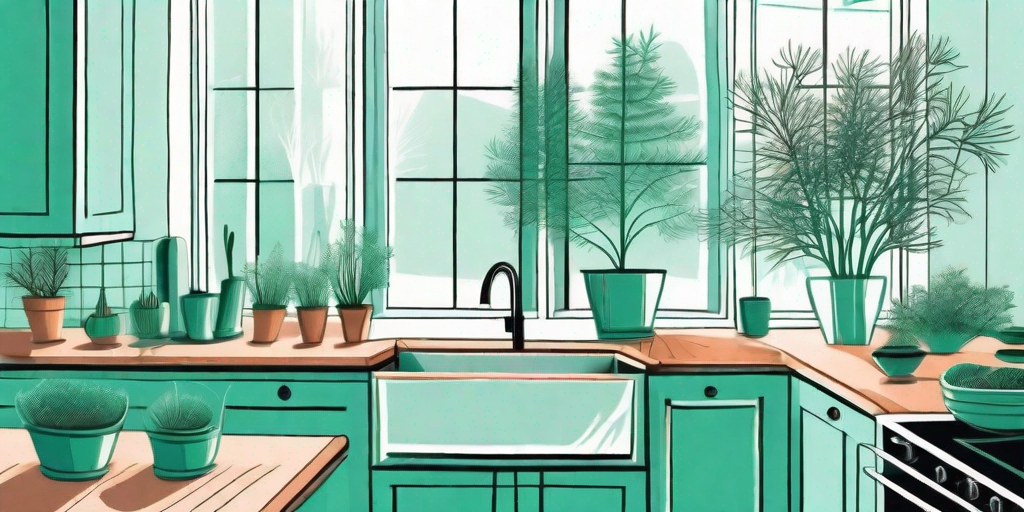 A vibrant kitchen setting with a sunny window sill