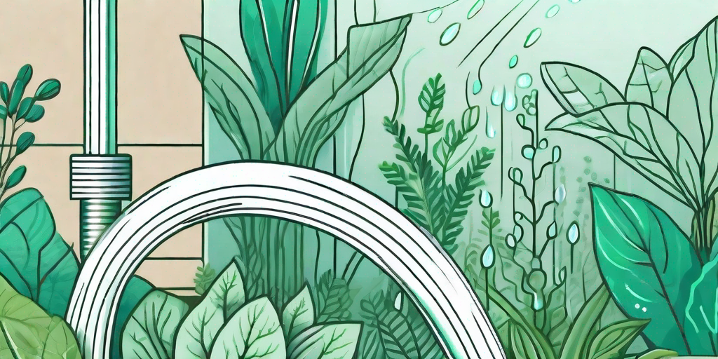 A soaker hose system efficiently watering a lush garden