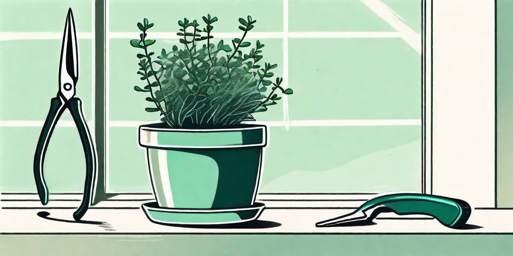 A small thyme plant in a pot