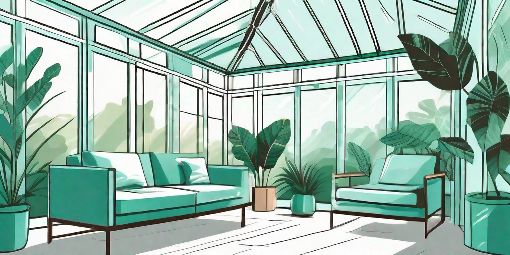 A beautifully designed conservatory with lush green plants