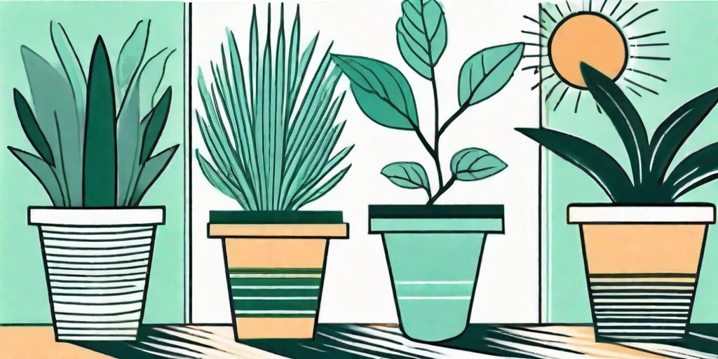 Various types of plants in pots