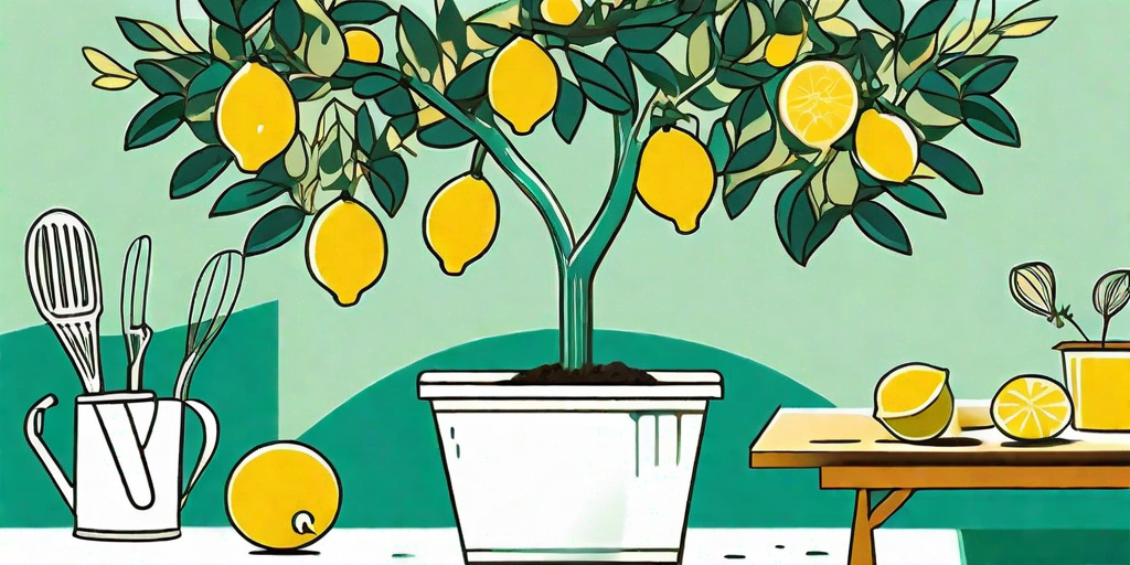A thriving meyer lemon tree laden with ripe