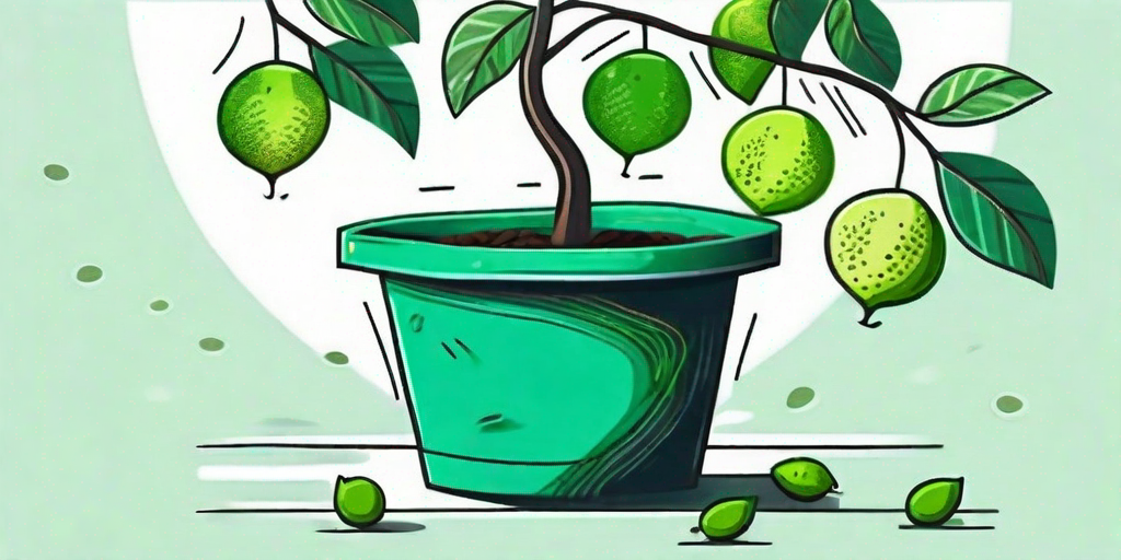 A small lime tree in a pot
