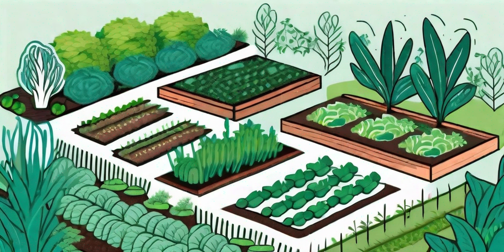 A lush vegetable garden with various types of vegetables growing healthily